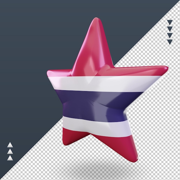 PSD 3d estrela bandeira da tailândia renderizando a vista certa