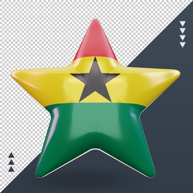 PSD 3d estrela bandeira de gana renderizando vista frontal