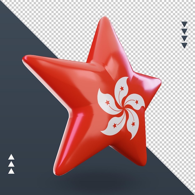 PSD 3d estrela bandeira de hong kong renderizando a vista esquerda