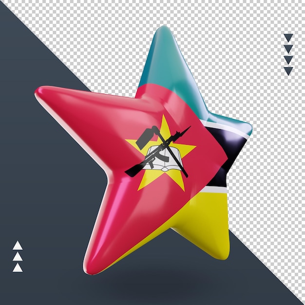 PSD 3d estrela bandeira de moçambique renderizando vista esquerda