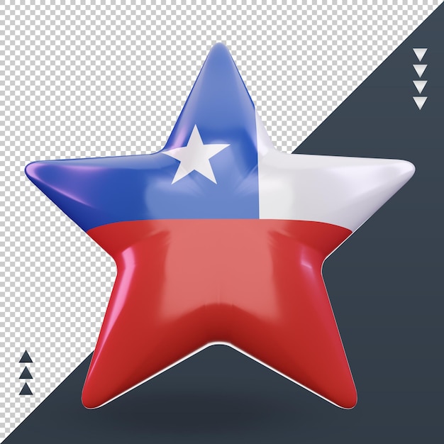 PSD 3d estrela bandeira do chile renderizando vista frontal