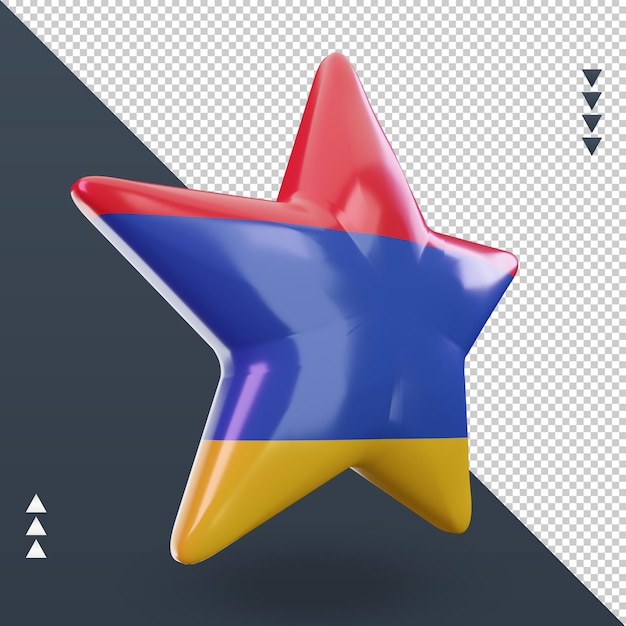 PSD 3d estrela da bandeira da armênia renderizando a vista esquerda