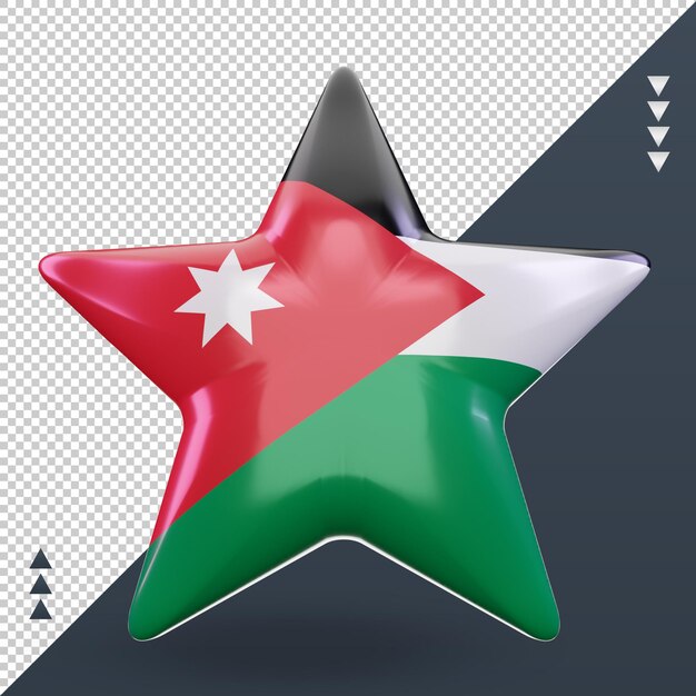 PSD 3d estrela da bandeira da jordânia renderizando vista frontal