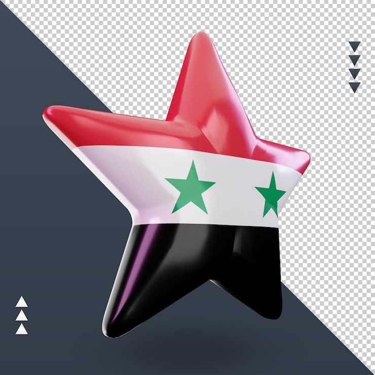 PSD 3d estrela da bandeira da síria renderizando a vista esquerda