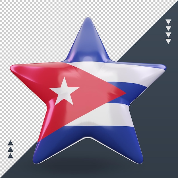 PSD 3d estrela da bandeira de cuba renderizando vista frontal