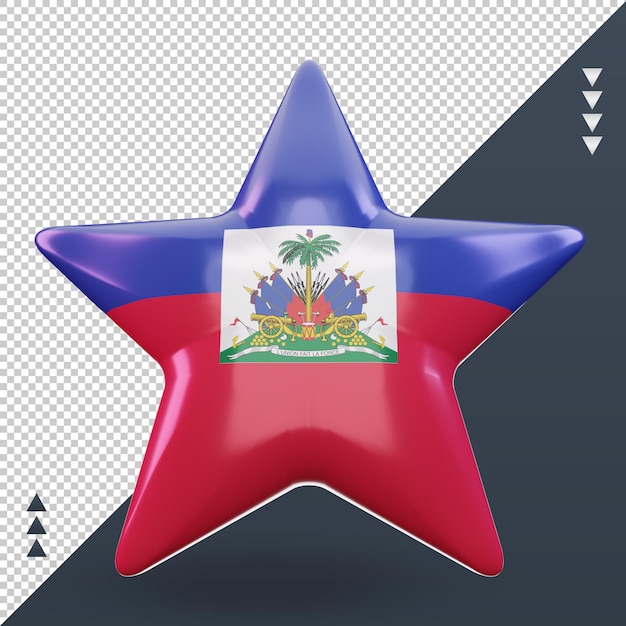 PSD 3d estrela da bandeira do haiti renderizando vista frontal