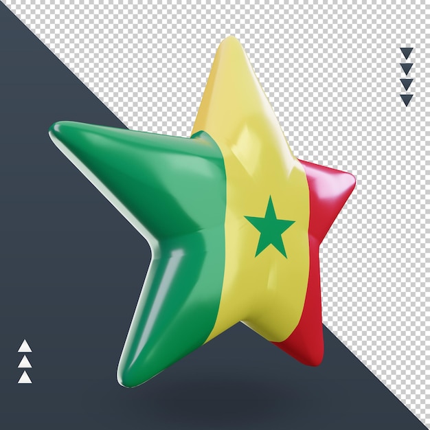 PSD 3d estrela da bandeira do senegal renderizando a vista esquerda