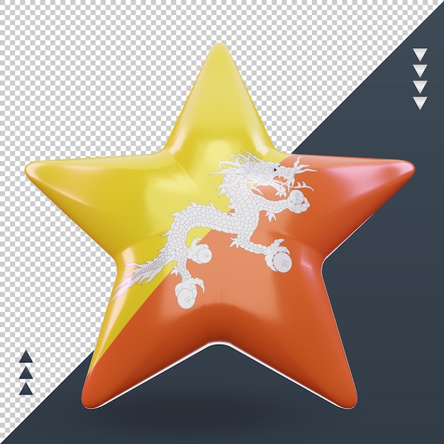 3d, estrella, bandera de bhután, renderizado, vista frontal