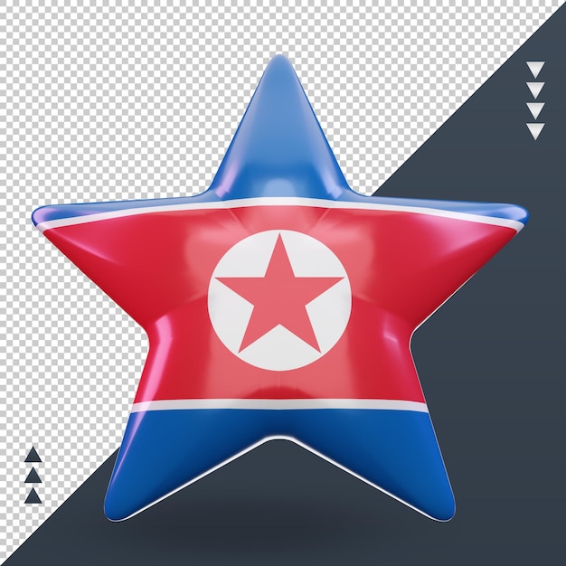 3d, estrella, bandera de corea del norte, interpretación, vista delantera