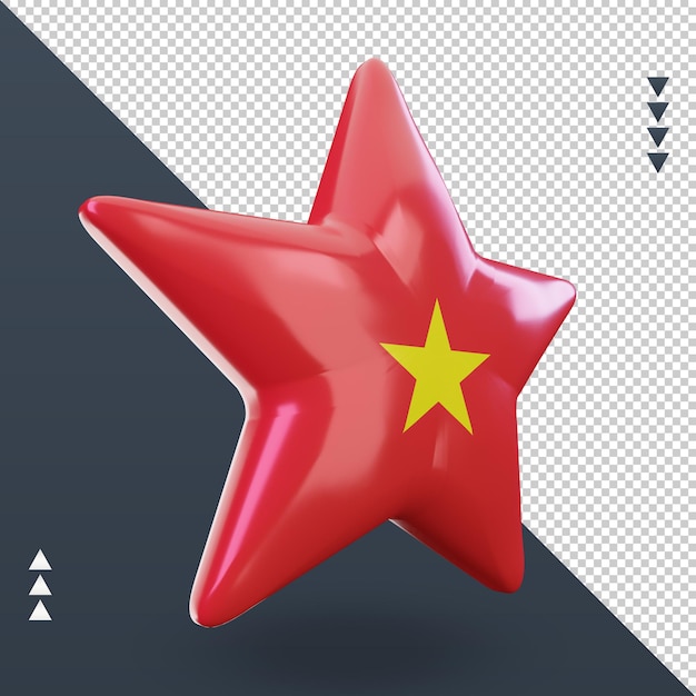 PSD 3d, estrella, bandera de vietnam, interpretación, izquierda, vista