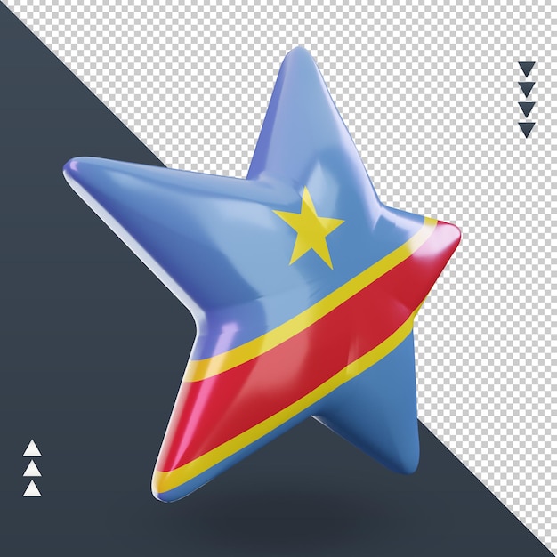 3d, estrella, democrático, bandera del congo, representación, izquierda, vista