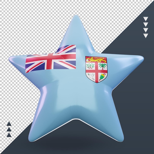 PSD 3d, estrella, fiji, bandera, interpretación, vista delantera