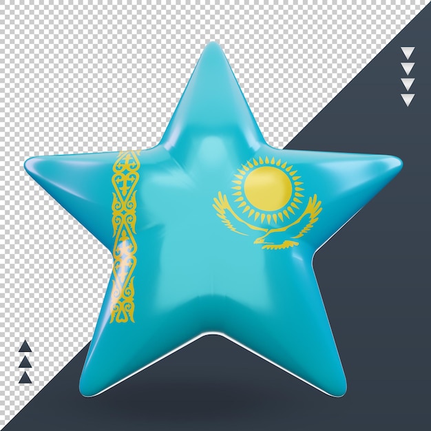 3d, estrella, kazajstán, bandera, interpretación, vista delantera