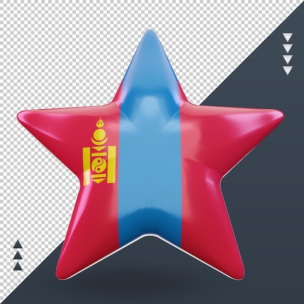 PSD 3d, estrella, mongolia, bandera, interpretación, vista delantera