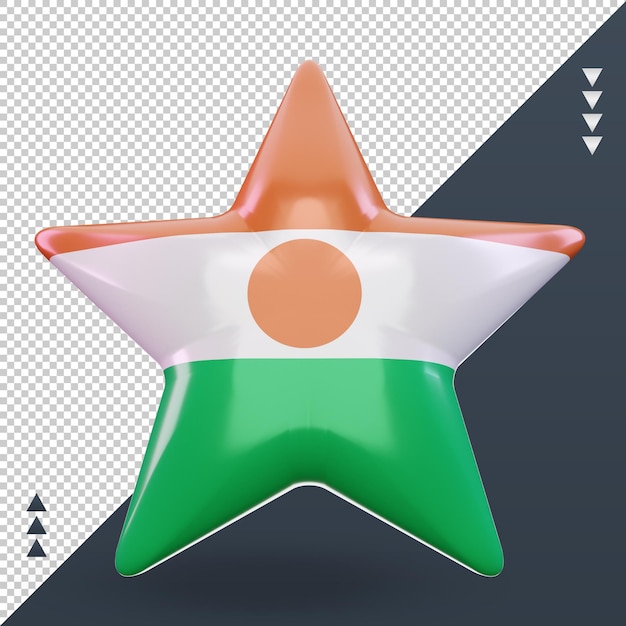 PSD 3d, estrella, niger, bandera, interpretación, vista delantera