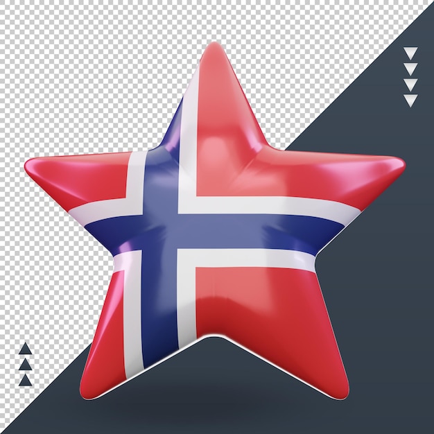 PSD 3d, estrella, noruega, bandera, interpretación, vista delantera