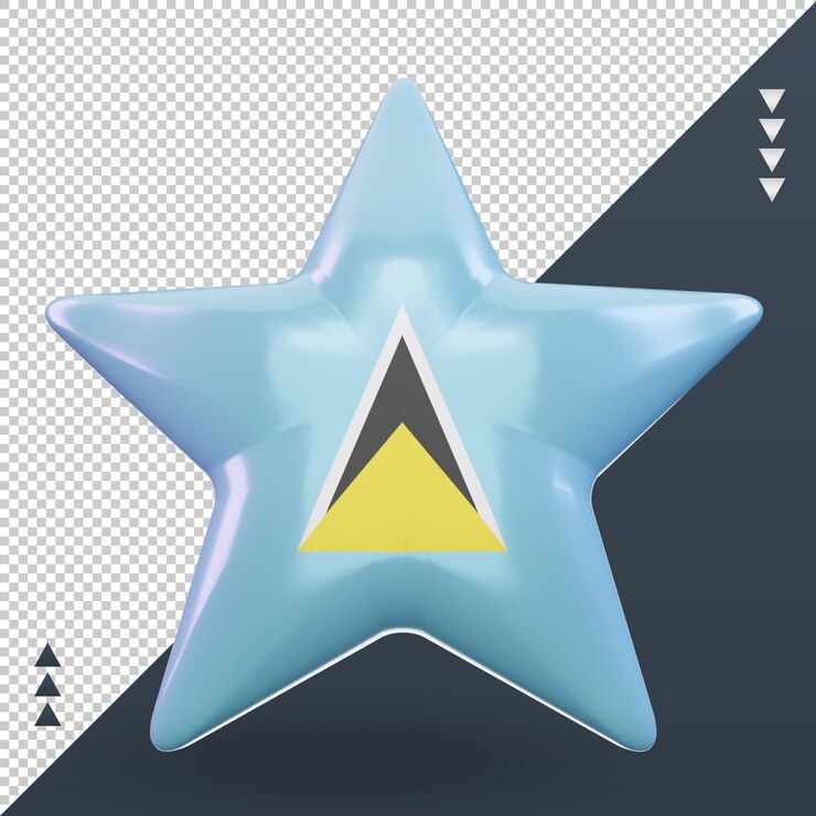PSD 3d, estrella, santa lucía, bandera, interpretación, vista delantera