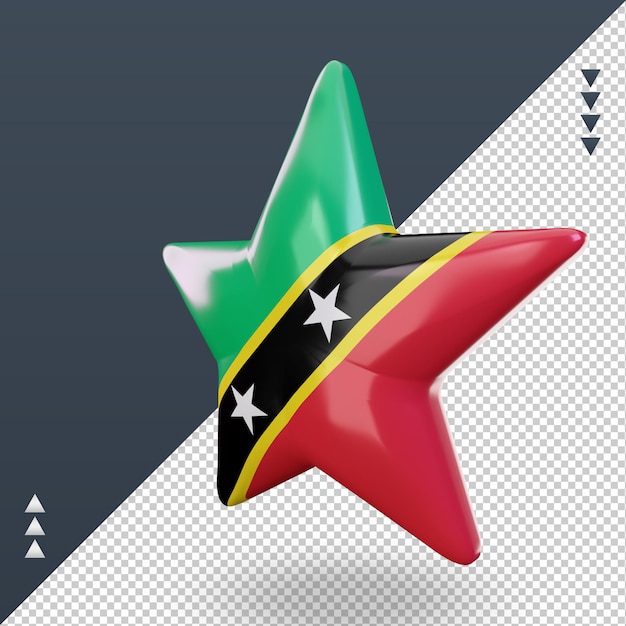 PSD 3d, estrella, st kitts y nevis, bandera, interpretación, derecho, vista