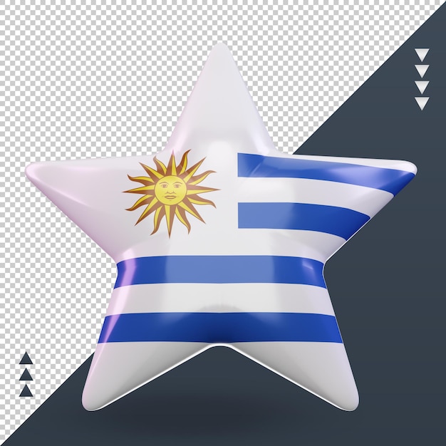 3d, estrella, uruguay, bandera, interpretación, vista delantera