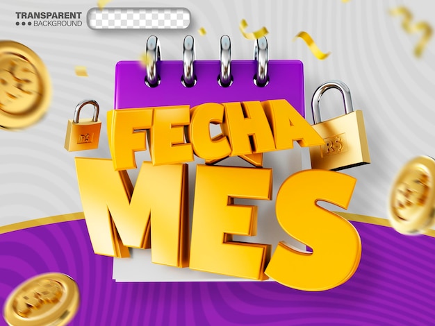 3d etiqueta de cierre del mes promoción de supermercado logotipo minorista fecha mes en brasil