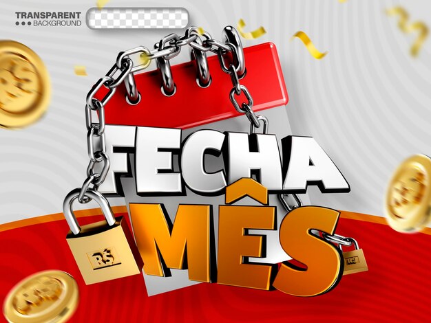 3d etiqueta de cierre del mes promoción de supermercado logotipo minorista fecha mes en brasil