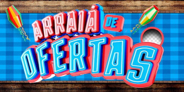 PSD 3d etiqueta festa junina ofertas