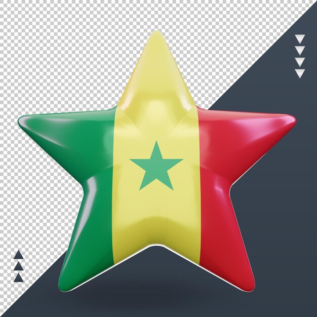 PSD 3d, étoile, drapeau sénégal, rendu, vue frontale