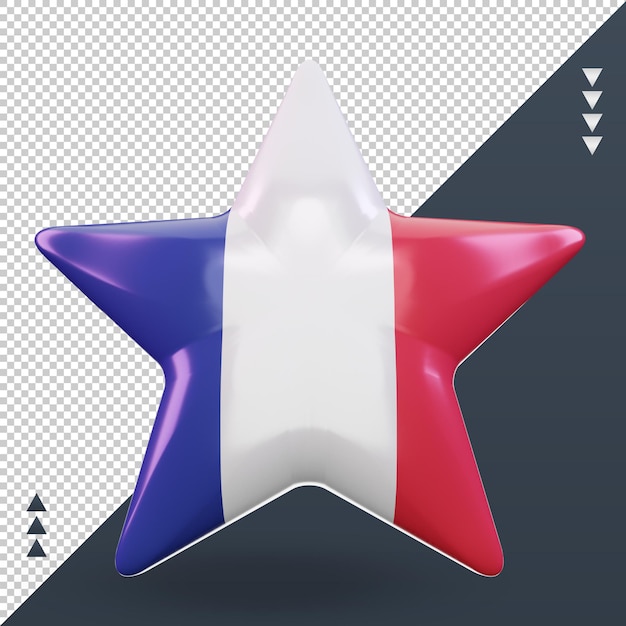 PSD 3d, étoile, france, drapeau, rendu, vue frontale