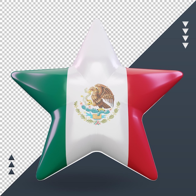 PSD 3d, étoile, mexique, drapeau, rendu, vue frontale