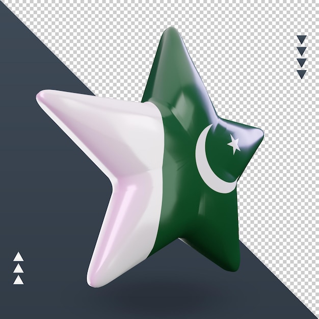 3d, étoile, Pakistan, Drapeau, Rendu, Vue Gauche