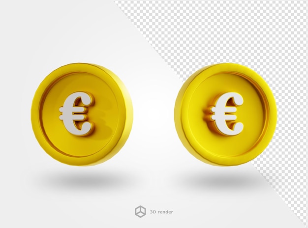 3d eua euro money icon moeda dinheiro isolado moeda de ouro em dinheiro