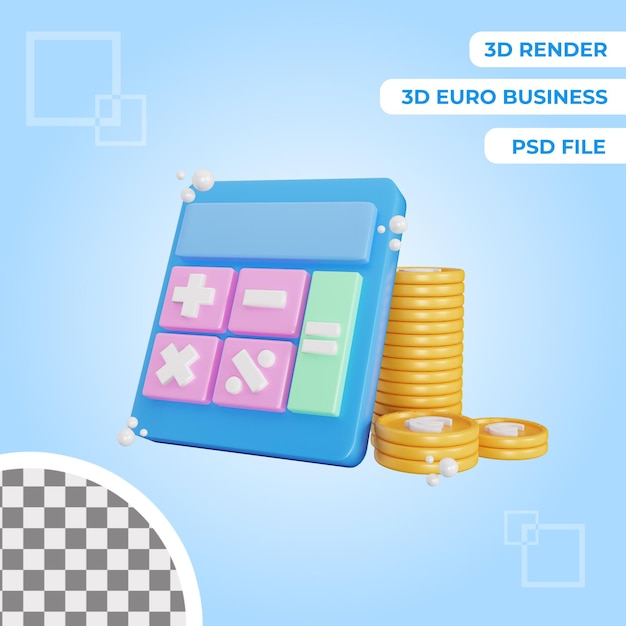 3d euro calcolo icona illustrazione oggetto isolato