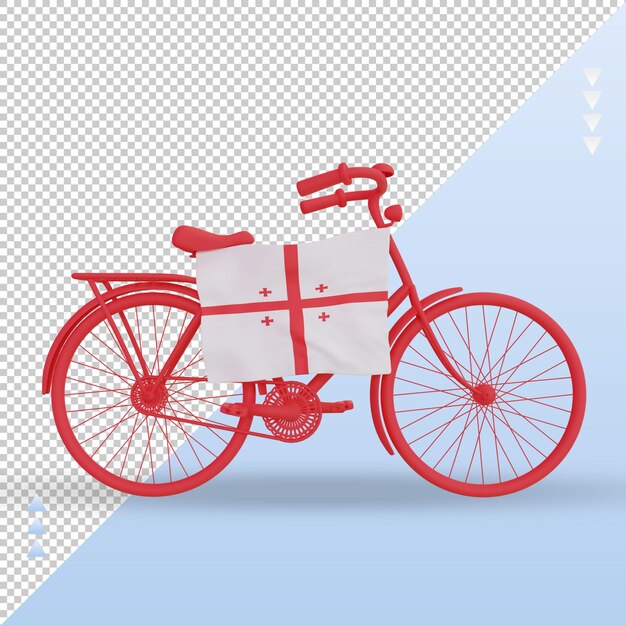 PSD 3d-fahrradtag georgien-flagge, die vorderansicht wiedergibt