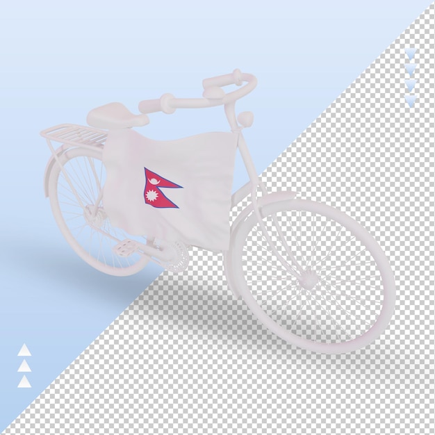 3d-fahrradtag nepal-flagge, die die rechte ansicht wiedergibt