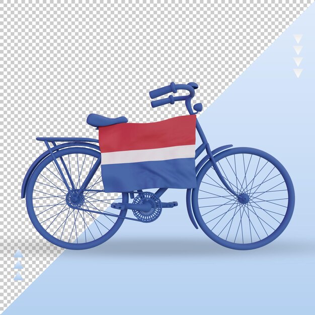 PSD 3d-fahrradtag niederländische flagge, die vorderansicht wiedergibt