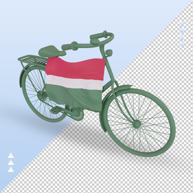 3d-fahrradtag ungarn-flagge, die die rechte ansicht wiedergibt