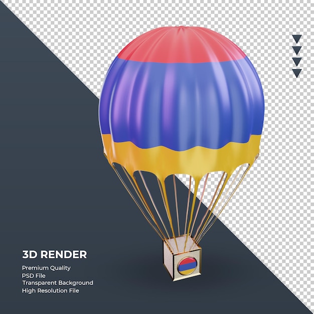 3D Fallschirm Armenien Flagge Rendering linke Ansicht