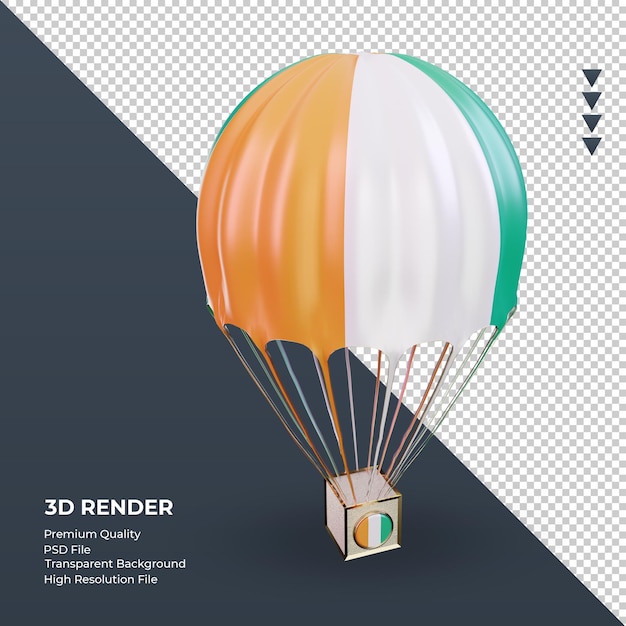 3D Fallschirm Elfenbeinküste Flagge Rendering linke Ansicht