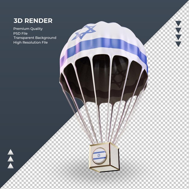 3D-Fallschirm-Israel-Flagge, die rechte Ansicht rendert