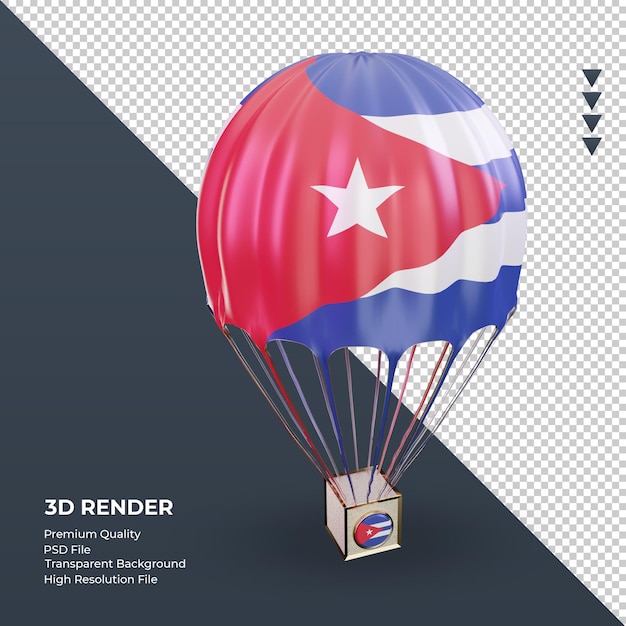 3d fallschirm kuba flagge rendering linke ansicht