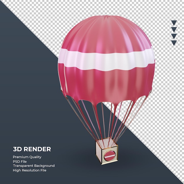 3D Fallschirm Lettland Flagge Rendering linke Ansicht