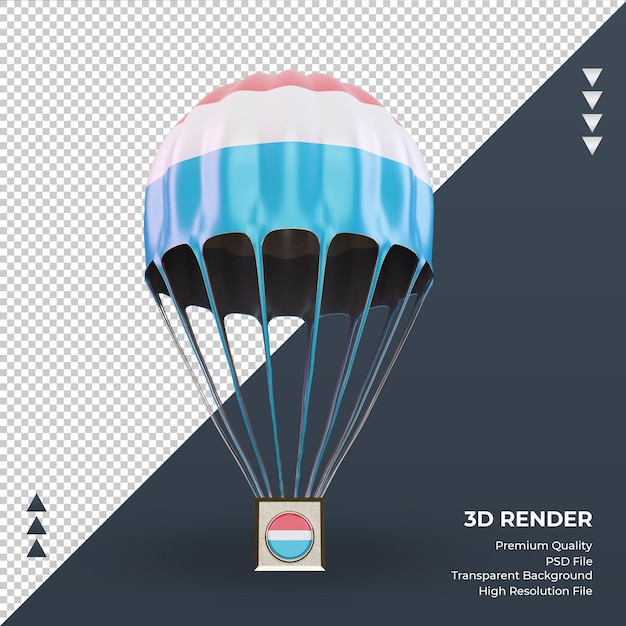 3D-Fallschirm Luxemburg Flagge Rendering Vorderansicht