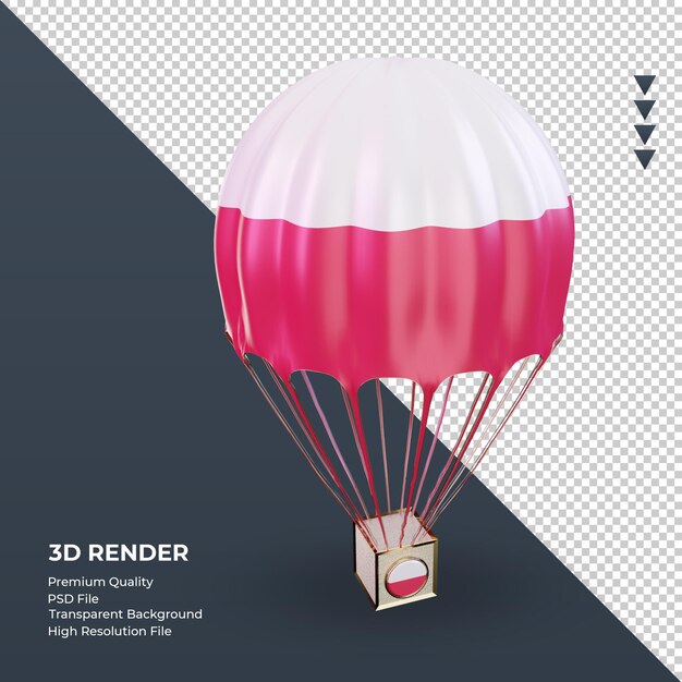 3D Fallschirm Polen Flagge Rendering linke Ansicht