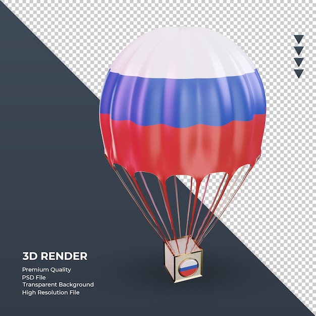 3d-fallschirm russische flagge rendering linke ansicht