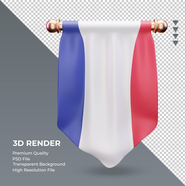 PSD 3d, fanion, france, rendu, drapeau, vue frontale