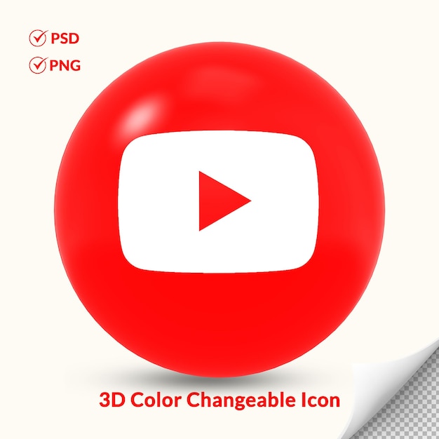 3D-Farbe veränderbares rundes YouTube-Logo-Symbol