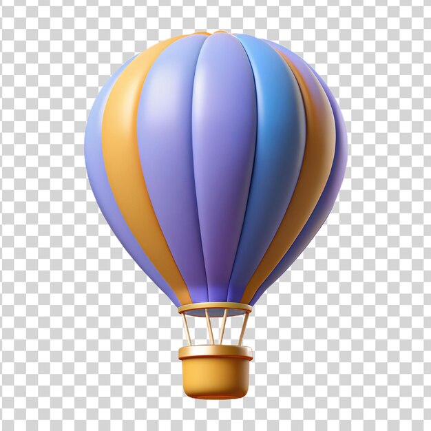 PSD 3d farbiger heißluftballon auf durchsichtigem hintergrund