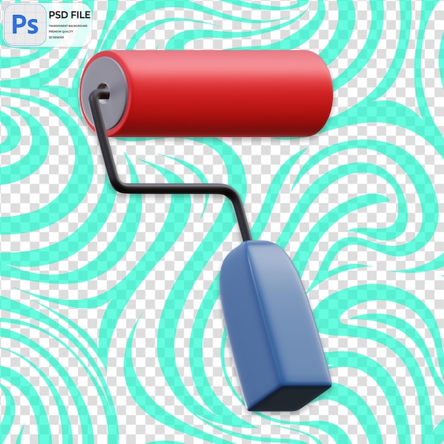 3D-Farbroller-Render-Illustration-Symbol isoliert in PNG
