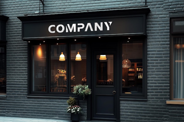 3D-Fassadenzeichen-Logo-Mockup für Restaurants