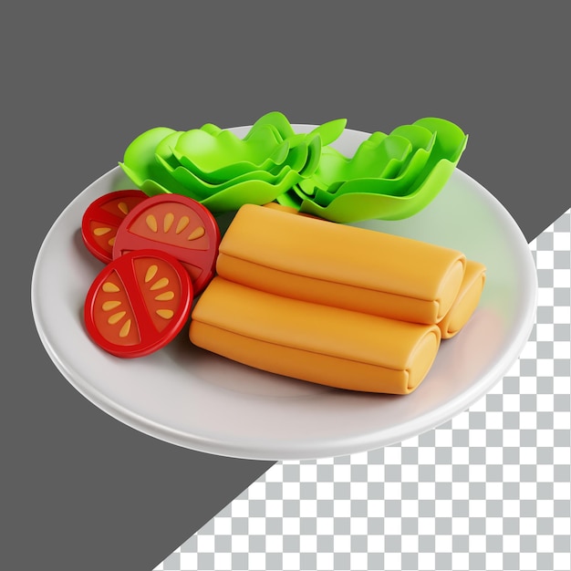 3D Fast Food une assiette de nourriture qui a le mot fromage sur elle